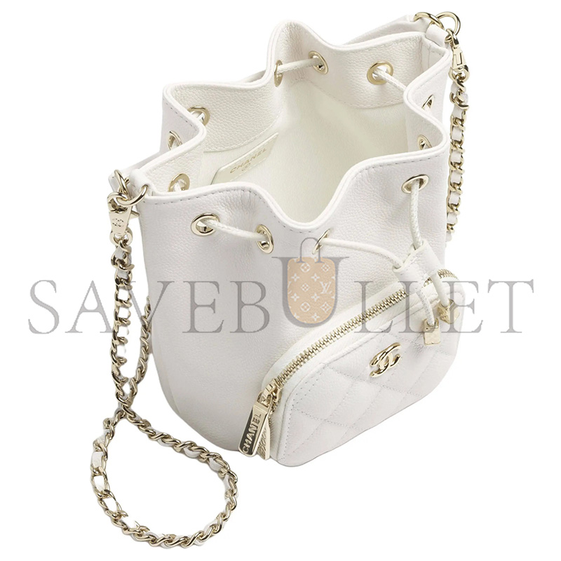 Ch**el 25b bucket bag in grained embossed shiny calfskin ap4775 (12.5*10*7.5cm)